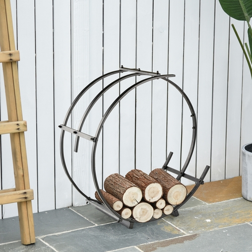 Outsunny 28" Round Firewood Rack Holder Log Storage Rack, 110 lbs.