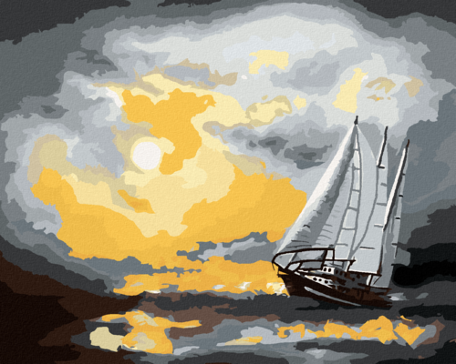 Zuty - Paint by Numbers - A SAILING SHIP SAILING ON THE SEA AFTER A