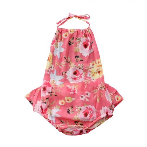 Newborn Baby Girl Floral Jumpsuit Backless