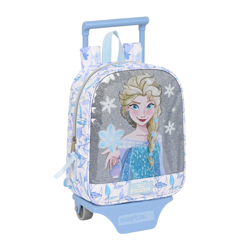 School Rucksack with Wheels Frozen Memories Silver Blue White 22 x 28