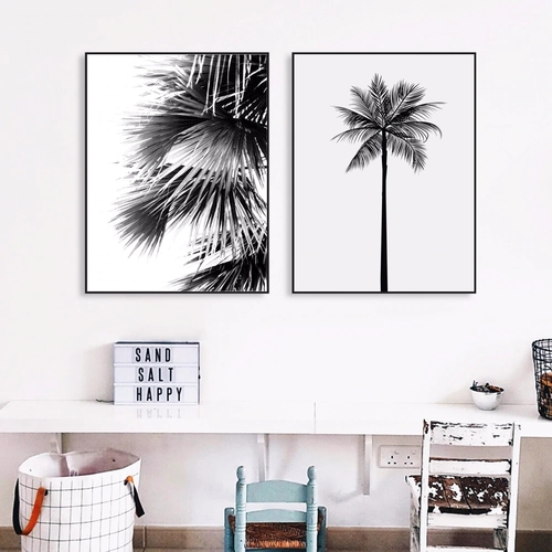 Tropical Black And White Tree Canvas Art