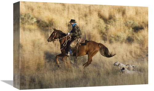 Global Gallery GCS-452589-1218-142 12 x 18 in. Cowboy Riding Horse&#44