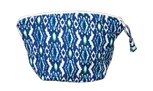 Canvas Printed Blue Base Ladies And Girls Travel & Cosmetic Pouch