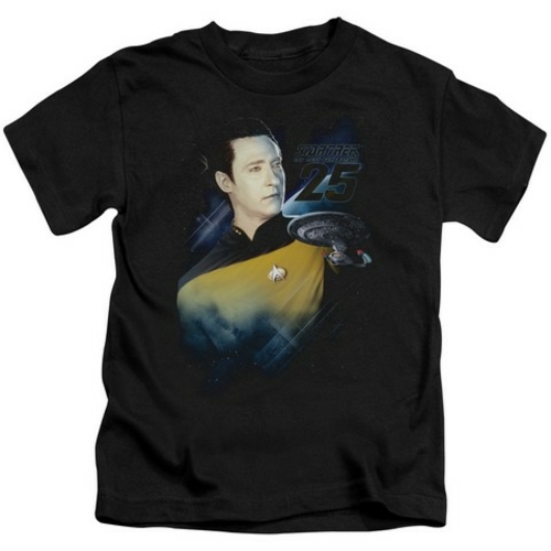 Star Trek-Data 25Th - Short Sleeve Juvenile 18-1 Tee - Black, Smal