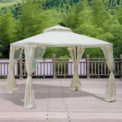 Outsunny 9.7' Outdoor Patio Gazebo Pavilion Canopy Tent Steel 2-tier