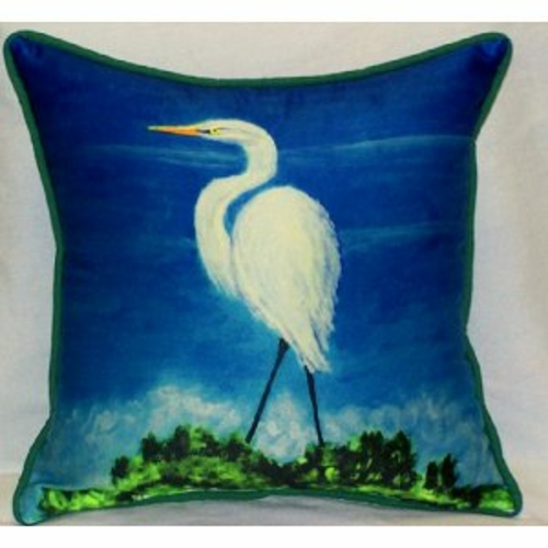 Betsy Drake ZP325 Great Egret Throw Pillow- 22 x 22 in.