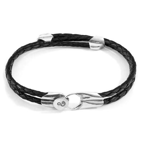 Coal Black Conway Silver & Leather Bracelet