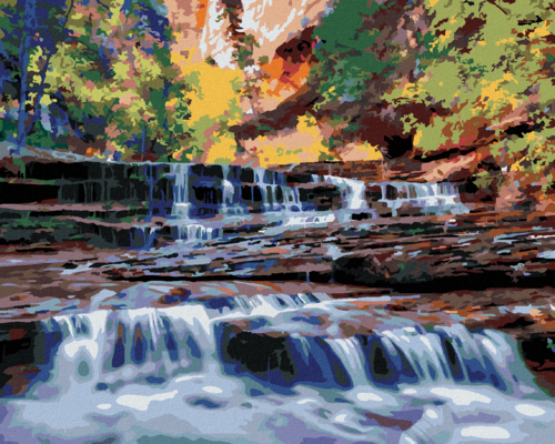 Zuty - Paint by Numbers - SMALL WATERFALLS IN THE FOREST (DENNIS