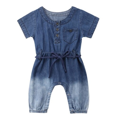  Newborn Baby Girl Romper Denim Sunsuit