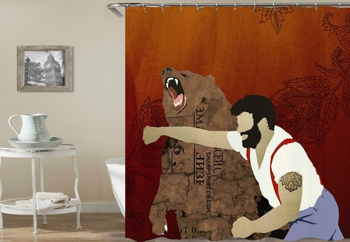 Man Hitting A Bear Shower Curtain