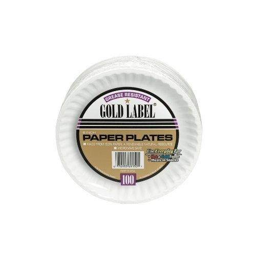 AJM CP9GOEWH CPC 9 in. Gold Label Coated Paper Plate, White - Case