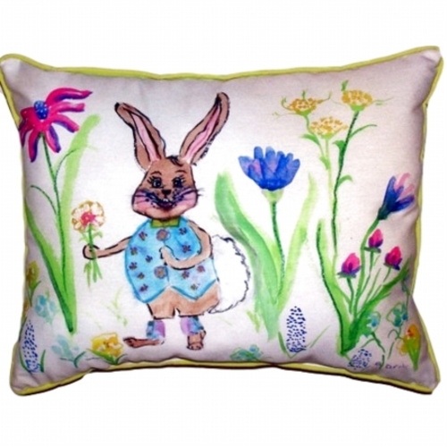 Betsy Drake HJ386 Happy Bunny Large Indoor & Outdoor Pillow - 16 x 20 