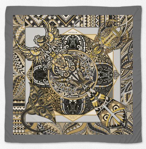 Power of Life - Grey - 100% Silk Scarf 