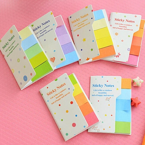 3pcs / lot 5 colors Self Adhesive Memo Pad Sticky