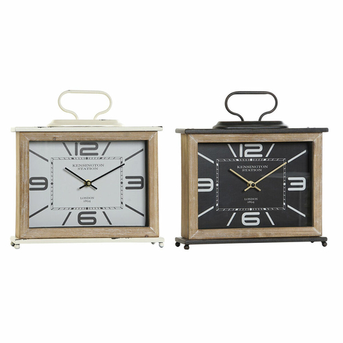Table clock DKD Home Decor 28 x 8 x 29,5 cm Black Metal White