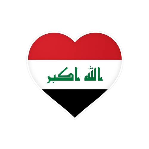 Autocollant en coeur Drapeau de l'Irak en plusieurs tailles