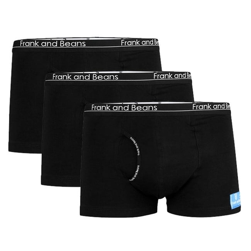 3 Boxer Briefs Mens Cotton Trunks Black
