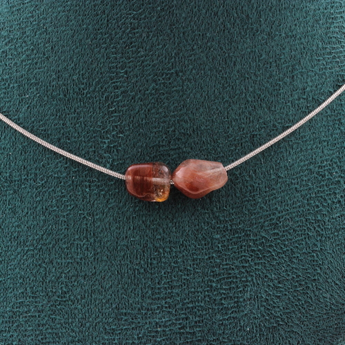 Red rutile Quartz from Brazil 2 beads necklace.