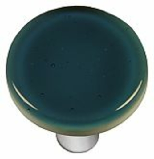 Hot Knobs HK1032-KRA Steel Blue Round Glass Cabinet Knob - Aluminum Po