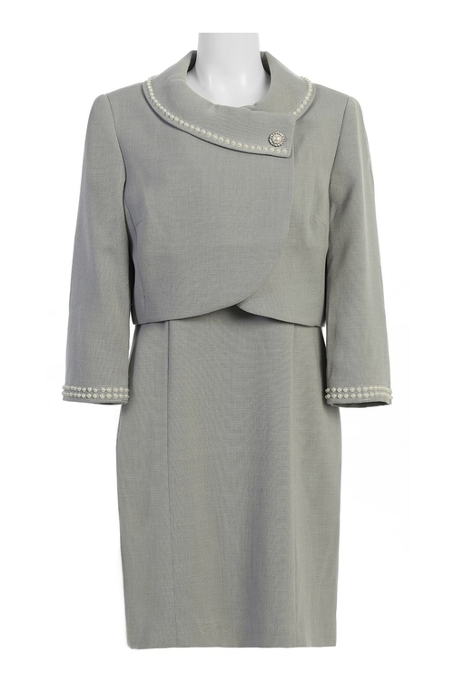 Tahari ASL Scoop Neck Sleeveless Bodycon Zipper Back Slit Back Crepe