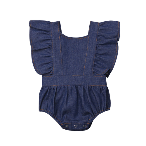 2019 Baby Kids Girls Denim One piece Bodysuit