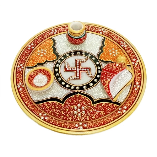 Marble Pooja Thali Set for Home Décor, Mandir & Office Approx Size (9