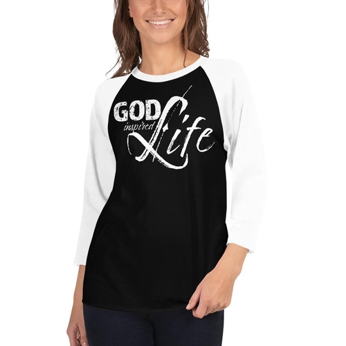 Womens Raglan Tee - God Inspired Graphic Pullover Baseball Shirt