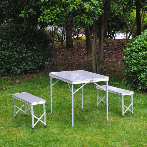 Outsunny Adjustable Folding Picnic Table Seating Set Portable Camping