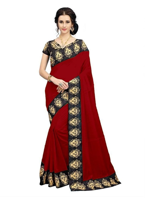 Generic Women's Chiffon Saree (Red, 5-6 Mtrs)