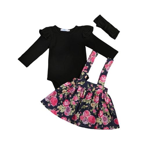 3Pcs Clothing Flower Girl Dress Newborn Baby Tops