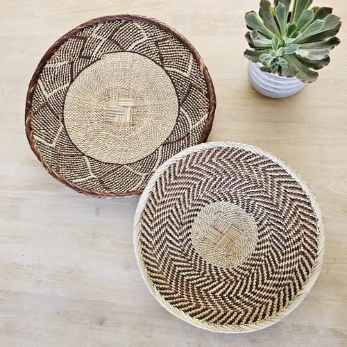 Set of 2 Handmade African Wall Baskets | Zimbabwe Baskets | Boho Wall