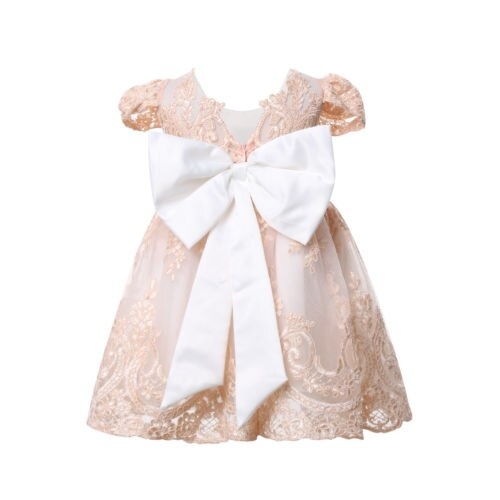 Kids Baby Girl Dress Embroidered Bowknot