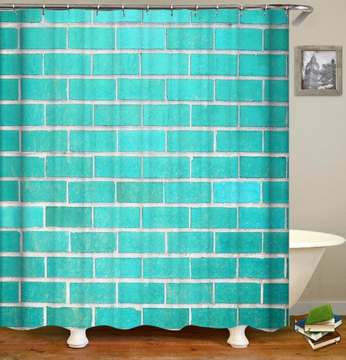 Turquoise Bricks Shower Curtain