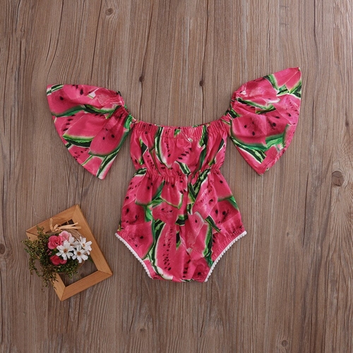 Newborn Baby Girls Watermelon Off Shoulder