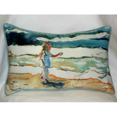 Betsy Drake HJ602 Girl at the Beach Art Only Pillow 15"x22"