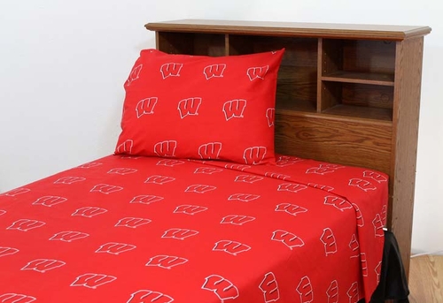 College Covers WISSSQU Wisconsin Printed Sheet Set Queen - Solid