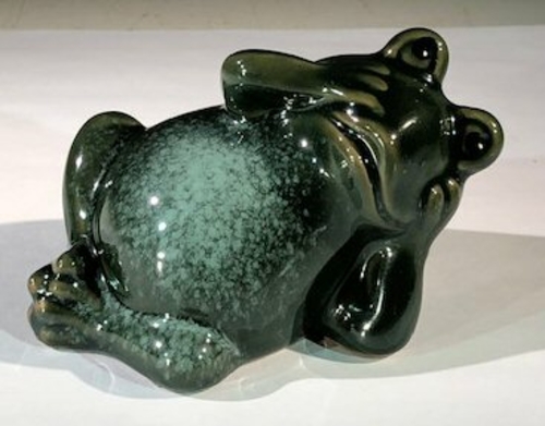 Miniature Ceramic FigurineFrog Relaxing - 3"