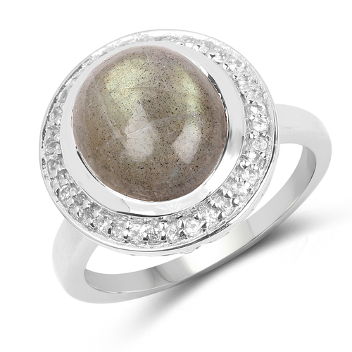 5.43 Carat Genuine Labradorite and White Topaz .925 Sterling Silver