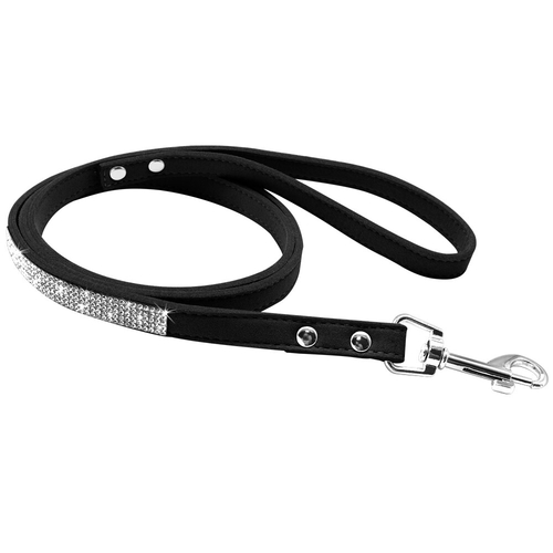 Suede Leather Dog Leash Rhinestone Cat Puppy