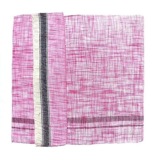 Khadi Cotton Lungi Pink Color Slub Design Pack of 1