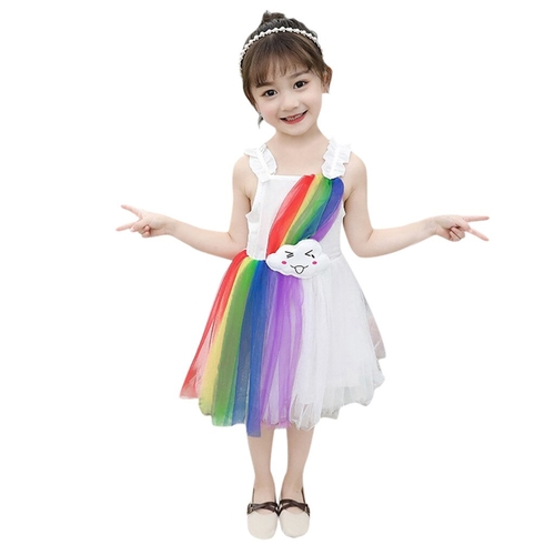 Girls Dress Toddler Baby Girls Sleeveless Rainbow