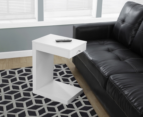 Accent Table with A Drawer - White