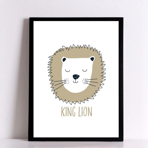 Cartoon Lion Canvas Prints Wall Art , Nordic King