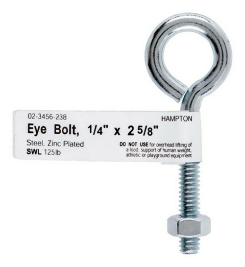 Hampton 02-3456-238 0.25 x 2.63 in. Eyebolt with Nut - pack of 10