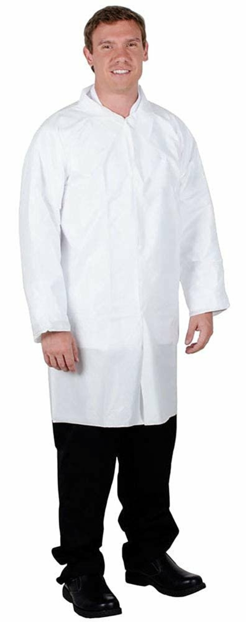 Pack of 30 White Lab Coats XL Size. No Pockets, Stand Up Collar,