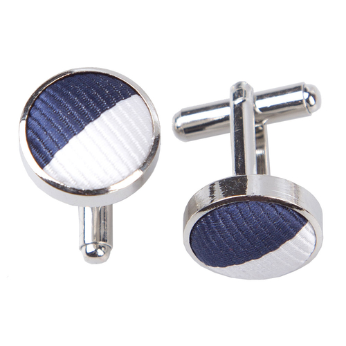 Striped Cufflinks - Navy & White