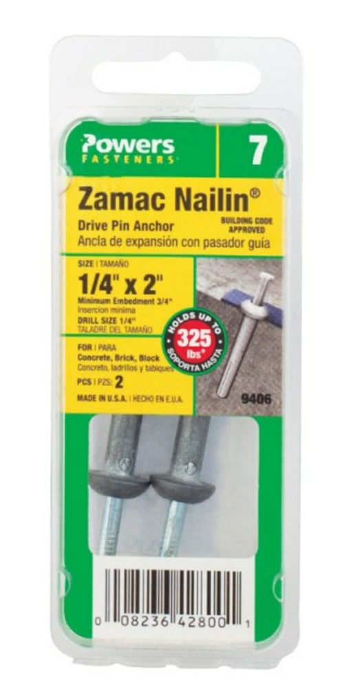 Hillman 9406 0.25 x 2 in. Ham Zamac Nailin Anchor- pack of 6