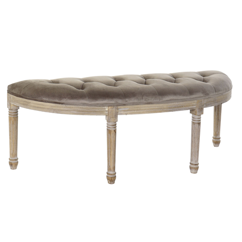 Bench DKD Home Decor   Natural Grey Polyester Velvet Rubber wood (125