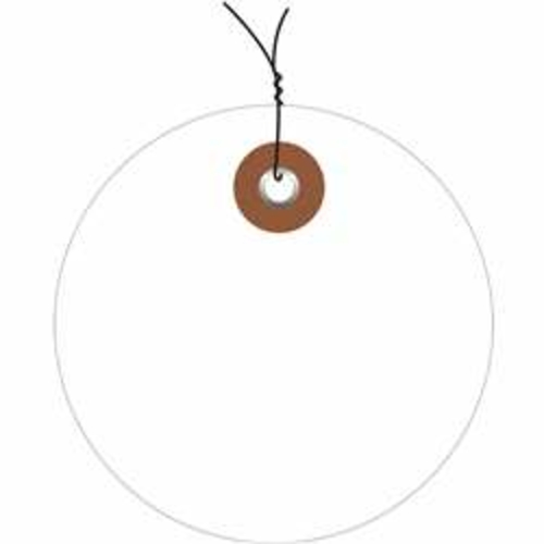 Box Partners G26064W 2 in. White Plastic Circle Tags - Pre-Wired - Pac