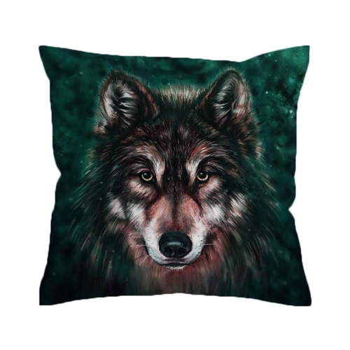 Oil Painting Wolf Cushion Cover Wolf Art Pillow